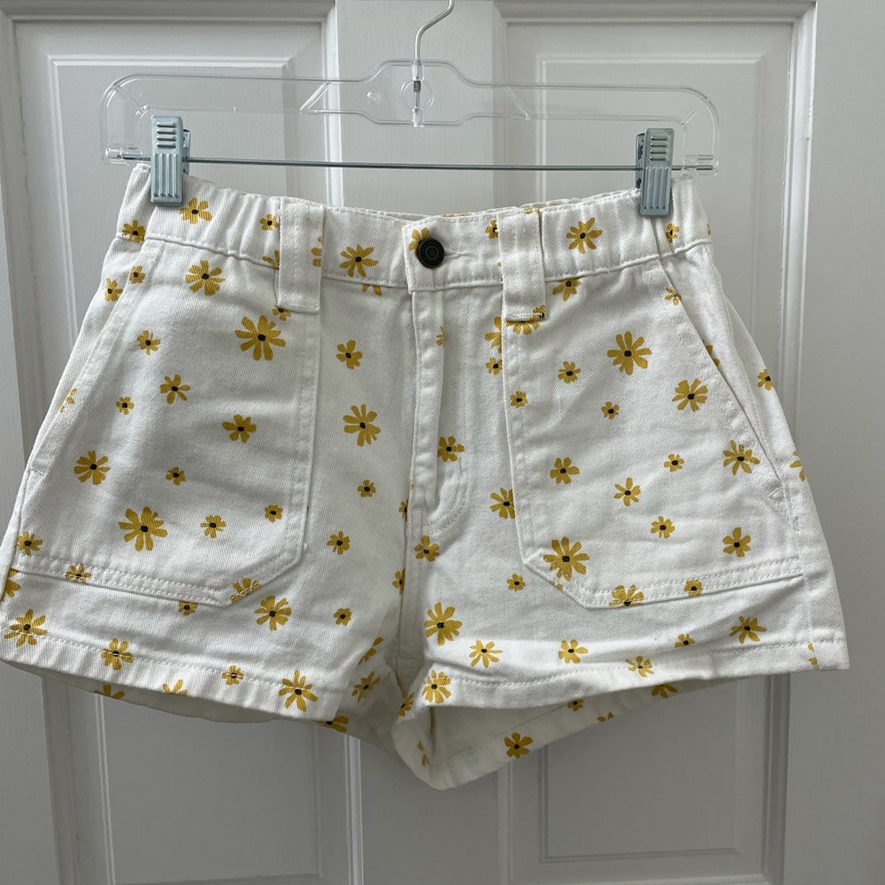 white sunflower utility shorts from pacsun